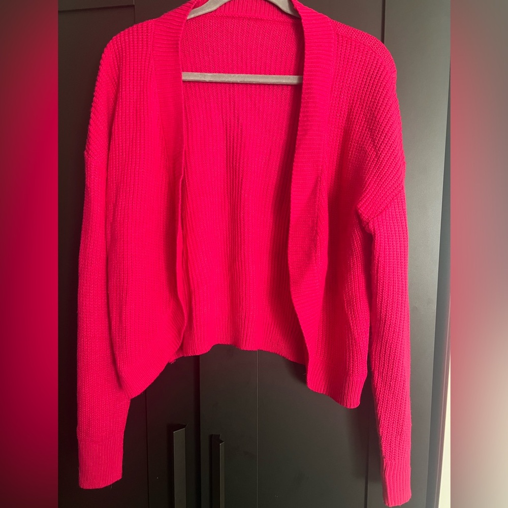 Women's Pink Open-Front Sweater